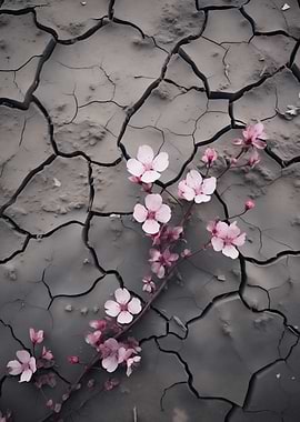 Pink blossoms on earth