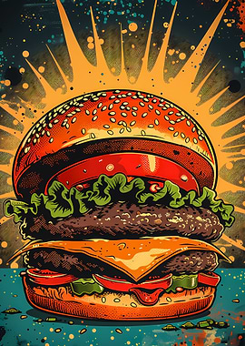 Pop Art Burger Illustration