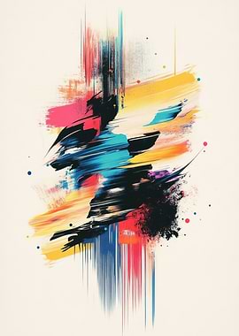 Abstract Colorful Brush Strokes on White