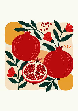 Pomegranate Still Life Illustration