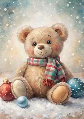 Christmas Teddy Bear with Ornaments
