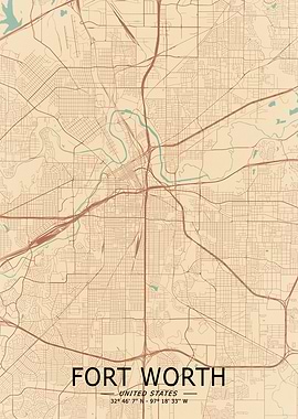 Fort Worth Vintage Map