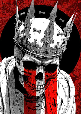 Crowned Skull with Red Accents