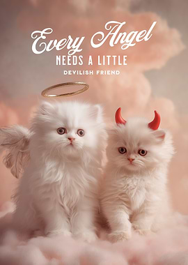 Angel and Devil Kitten Friends