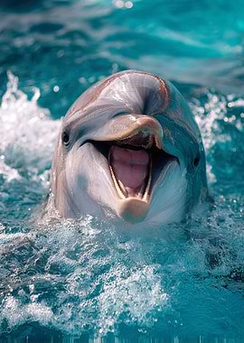 Smiling Dolphin in the Ocean