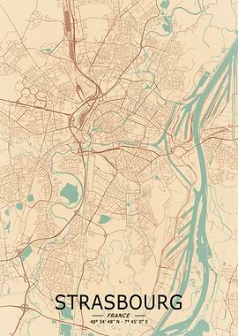 Strasbourg Vintage Map