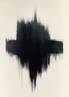 Abstract Black Brushstroke on White Canvas