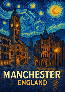 Manchester England Starry Night Painting