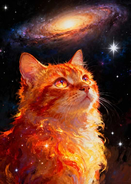Cosmic Cat Gazing at Galaxy