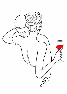 Minimalist Couple with Wine