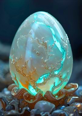 Glowing Pearl Egg with Coral Design
