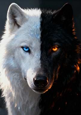 Yin and Yang Wolf Portrait