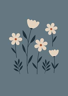 Floral Illustration on Blue Background