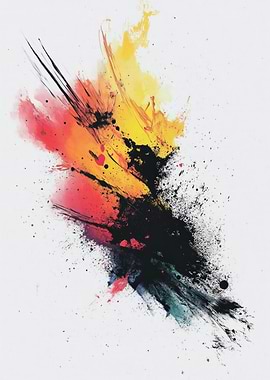 Colorful Abstract Paint Splatter on White