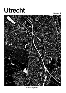 Utrecht Black and White Map