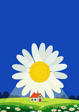Daisy and House Illustration