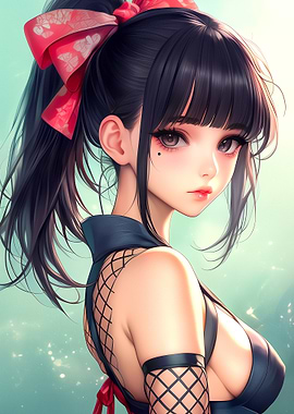 Anime Girl with Red Bow