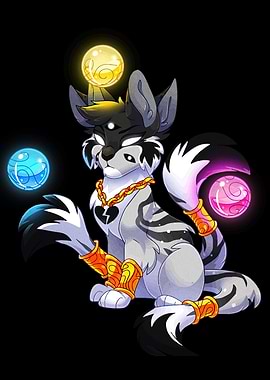 Mystical Wolf with Orbs
