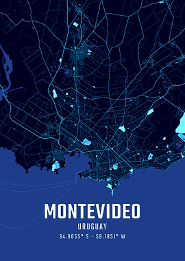 Montevideo Midnight City Map