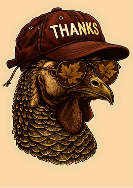 Thanksgiving Turkey with Sunglasses and Hat
