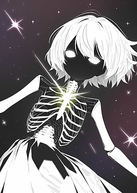 Anime Skeleton Girl in Space