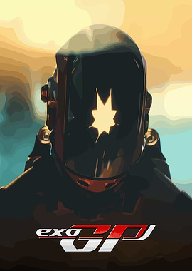Exo GP Futuristic Helmet Illustration
