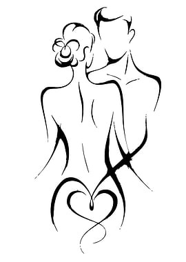 Minimalist Couple Embrace Line Art