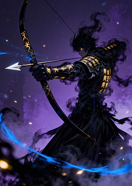 Dark Archer with Glowing Eyes