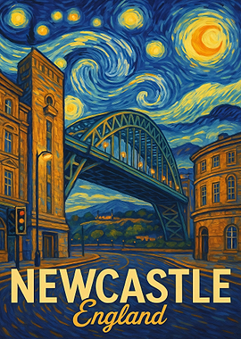 Newcastle England Van Gogh Style Painting