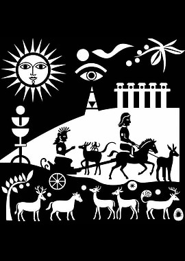 Black and White Mythical Scene