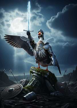 Goose Knight with Glowing Sword