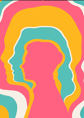 Abstract Faces Retro Art