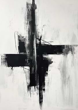 Black and White Abstract Painting