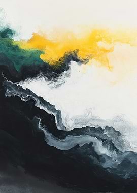 Abstract Fluid Art with Yellow and Black