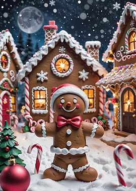 Gingerbread Man in Christmas Village