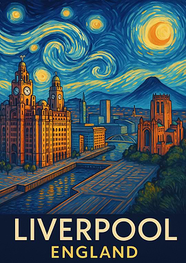 Liverpool England Starry Night Style