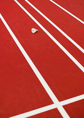 Shuttlecock on a Red Track