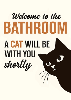 Bathroom Cat Welcome Sign