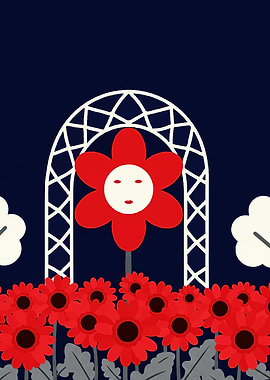 Floral Garden with Face Flower