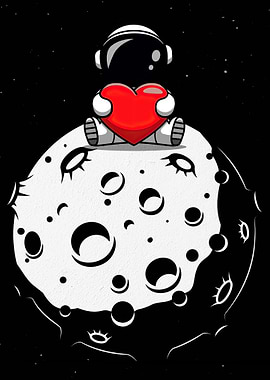 Astronaut with Heart on Moon