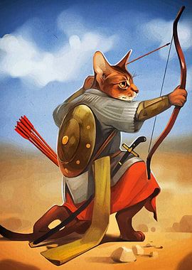 Cat Archer in Desert Landscape