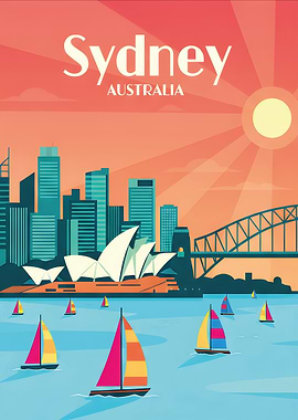 Sydney Australia Travel Poster | Modern City Wall Art