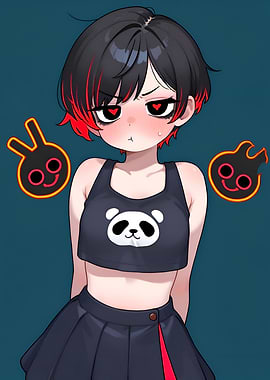 Pouty Anime Girl With Panda Top