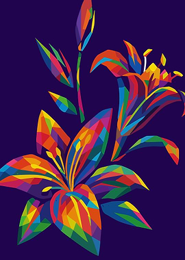 Colorful Lily Flower Pop Art