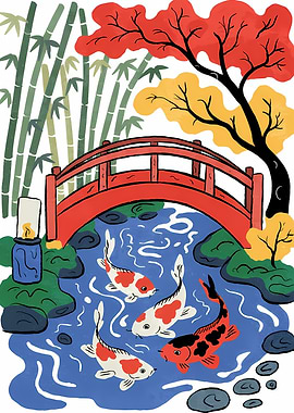 Japanese Garden with Koi Fish