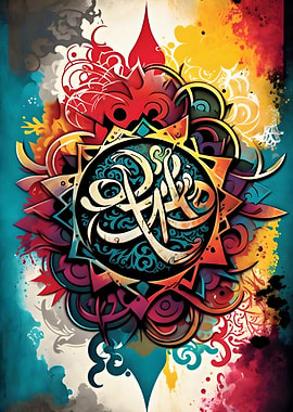 Colorful Abstract Arabic Calligraphy Art