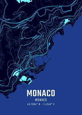 Monaco Midnight City Map
