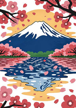 Mount Fuji and Cherry Blossoms