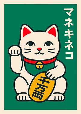 Maneki Neko Lucky Cat Illustration