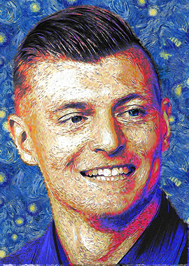 Man's Portrait in Starry Night Style